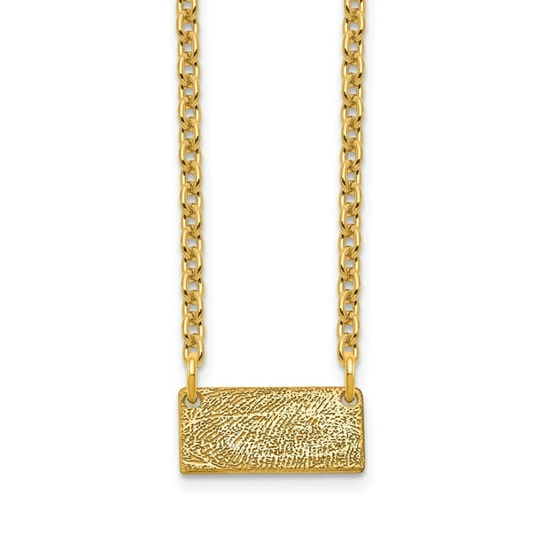925 Sterling Silver Yellow Gold-Plated Short Fingerprint Pendant Necklace Charm Chain 18 Width = 12mm